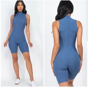 Mock neckline romper